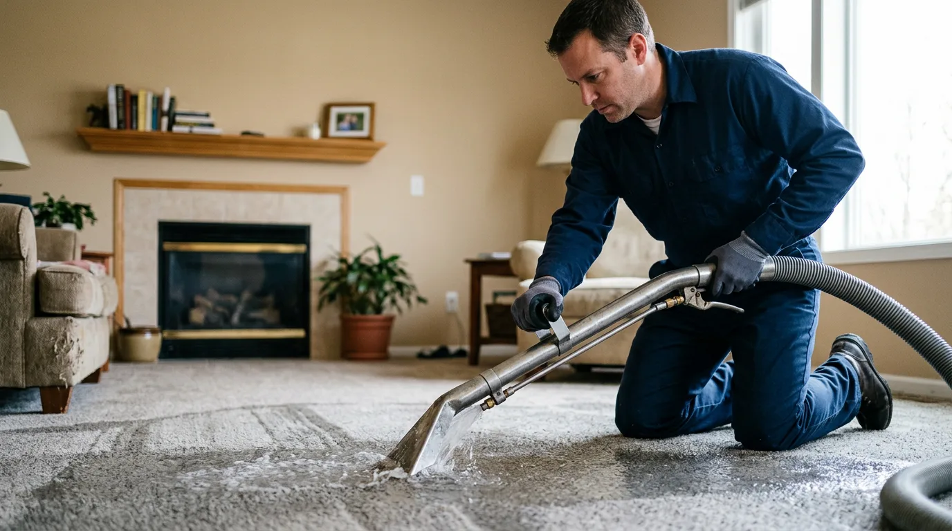 Water damage restoration technician working near Thompson, OH